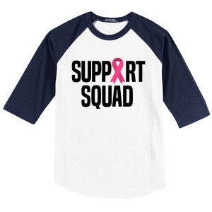 Support Squad Breast Cancer Awareness Ribbon Baseball Sleeve Shirt