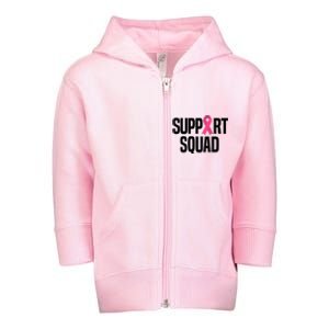 Support Squad Breast Cancer Awareness Ribbon Toddler Zip Fleece Hoodie