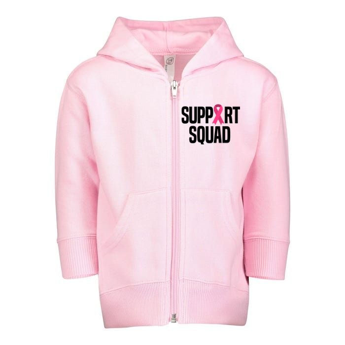 Support Squad Breast Cancer Awareness Ribbon Toddler Zip Fleece Hoodie