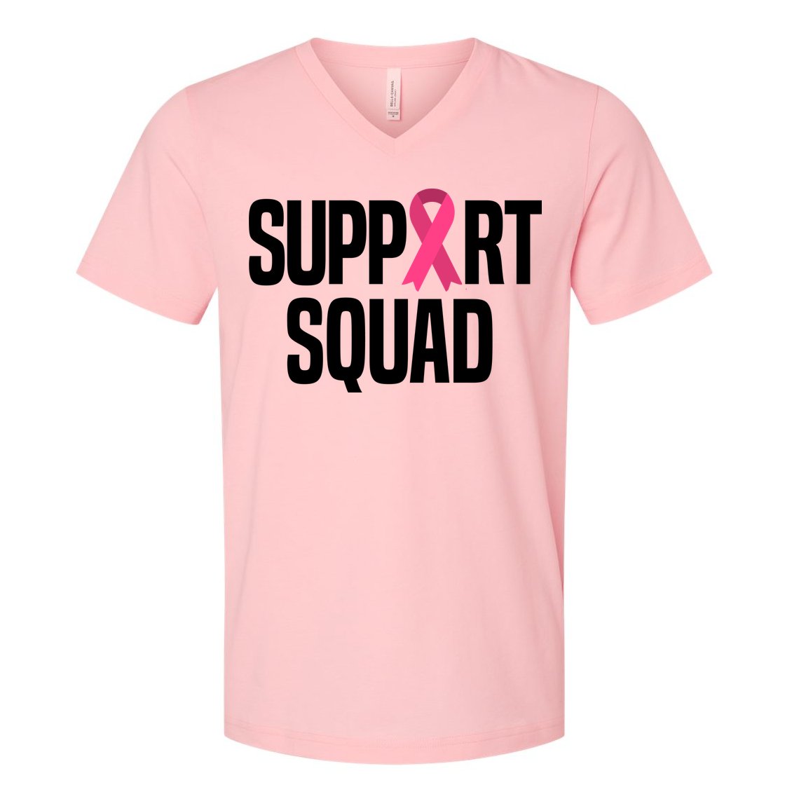 Support Squad Breast Cancer Awareness Ribbon V-Neck T-Shirt