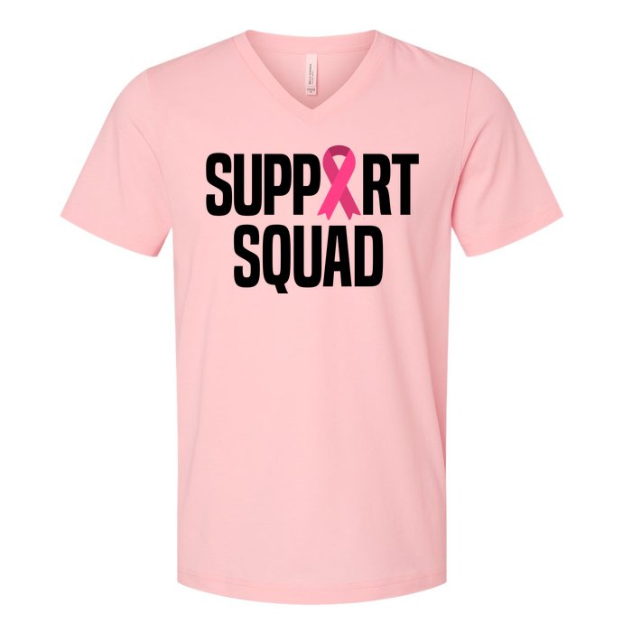 Support Squad Breast Cancer Awareness Ribbon V-Neck T-Shirt