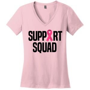 Support Squad Breast Cancer Awareness Ribbon Women's V-Neck T-Shirt