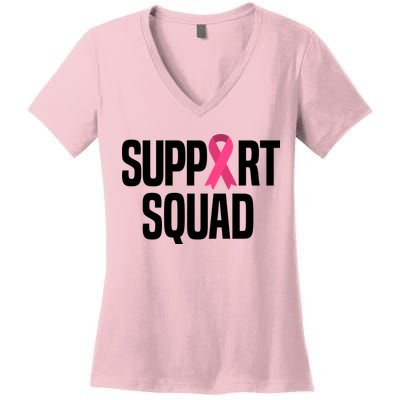 Support Squad Breast Cancer Awareness Ribbon Women's V-Neck T-Shirt