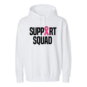 Support Squad Breast Cancer Awareness Ribbon Garment-Dyed Fleece Hoodie