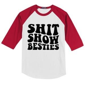 Shit Show Besties On Back Kids Colorblock Raglan Jersey