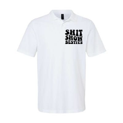 Shit Show Besties On Back Softstyle Adult Sport Polo