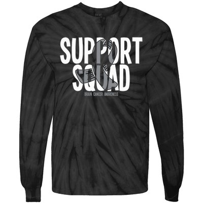 Support Squad Brain Cancer Awareness Tie-Dye Long Sleeve Shirt