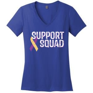 Support Squad Bladder Cancer Awareness Funny Gift Women's V-Neck T-Shirt