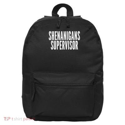 Shenanigans Supervisor Boys' Black Humorous Design Party Theme  16 in Basic Backpack