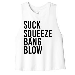 Suck Squeeze Bang Blow Funny Mechanic Car Piston Engine Gift Women's Racerback Cropped Tank