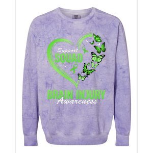 Support Squad Brain Injury Awareness Butterfly Heart Colorblast Crewneck Sweatshirt