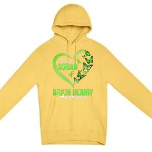 Support Squad Brain Injury Awareness Butterfly Heart Premium Pullover Hoodie