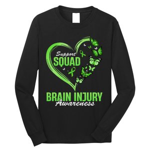 Support Squad Brain Injury Awareness Butterfly Heart Long Sleeve Shirt