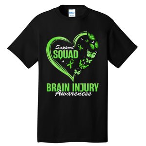 Support Squad Brain Injury Awareness Butterfly Heart Tall T-Shirt