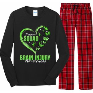 Support Squad Brain Injury Awareness Butterfly Heart Long Sleeve Pajama Set