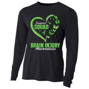 Support Squad Brain Injury Awareness Butterfly Heart Cooling Performance Long Sleeve Crew