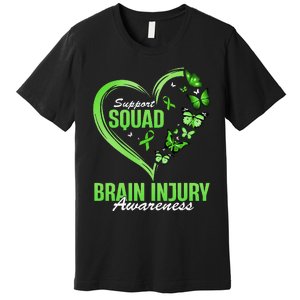 Support Squad Brain Injury Awareness Butterfly Heart Premium T-Shirt