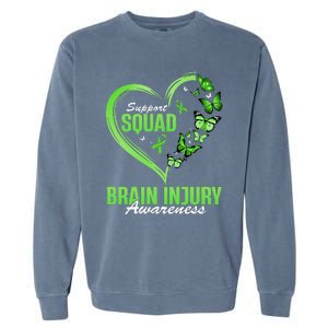 Support Squad Brain Injury Awareness Butterfly Heart Garment-Dyed Sweatshirt