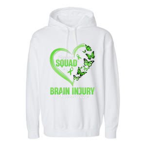 Support Squad Brain Injury Awareness Butterfly Heart Garment-Dyed Fleece Hoodie