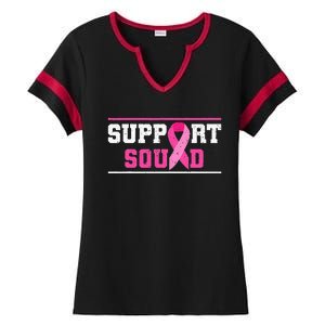 Support Squad Breast Cancer Awareness Pink Ribbon Ladies Halftime Notch Neck Tee