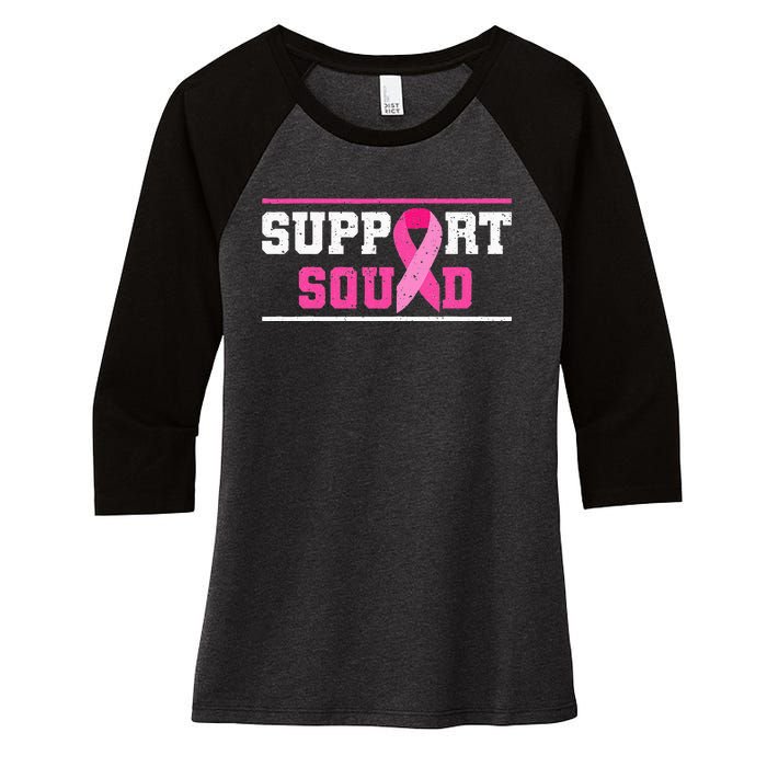 Support Squad Breast Cancer Awareness Pink Ribbon Women's Tri-Blend 3/4-Sleeve Raglan Shirt