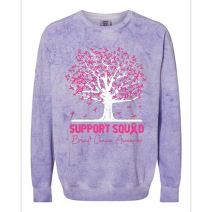 Support Squad Breast Cancer Awareness Fall Tree Pink Ribbon Colorblast Crewneck Sweatshirt