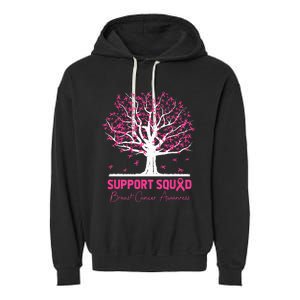 Support Squad Breast Cancer Awareness Fall Tree Pink Ribbon Garment-Dyed Fleece Hoodie