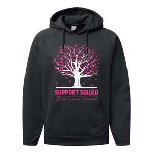 Support Squad Breast Cancer Awareness Fall Tree Pink Ribbon Performance Fleece Hoodie