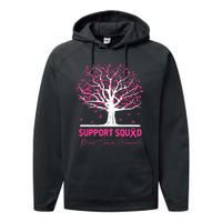 Support Squad Breast Cancer Awareness Fall Tree Pink Ribbon Performance Fleece Hoodie