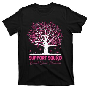 Support Squad Breast Cancer Awareness Fall Tree Pink Ribbon T-Shirt