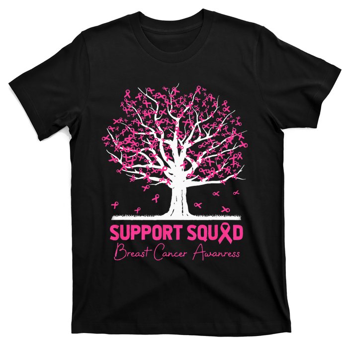 Support Squad Breast Cancer Awareness Fall Tree Pink Ribbon T-Shirt