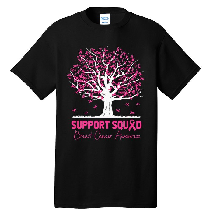 Support Squad Breast Cancer Awareness Fall Tree Pink Ribbon Tall T-Shirt