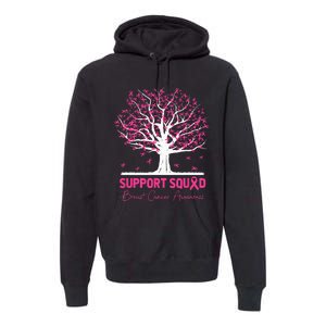 Support Squad Breast Cancer Awareness Fall Tree Pink Ribbon Premium Hoodie