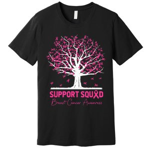 Support Squad Breast Cancer Awareness Fall Tree Pink Ribbon Premium T-Shirt