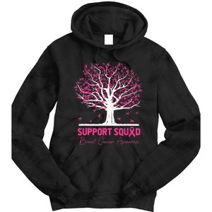 Support Squad Breast Cancer Awareness Fall Tree Pink Ribbon Tie Dye Hoodie