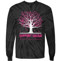 Support Squad Breast Cancer Awareness Fall Tree Pink Ribbon Tie-Dye Long Sleeve Shirt