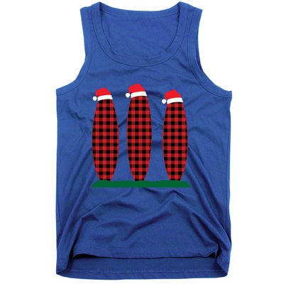 Surfer Surfboard Buffalo Plaid Family Christmas Hawaiian Gift Tank Top