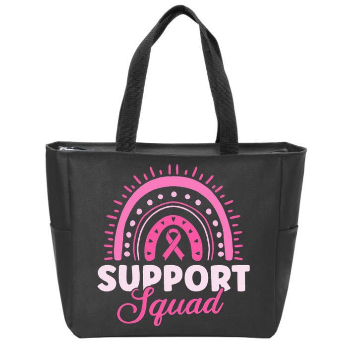 Support Squad Breast Cancer Warrior Zip Tote Bag