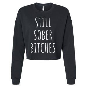 Still Sober Bitches Funny Sobriety Cropped Pullover Crew