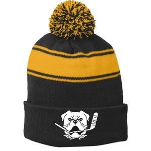 Shoresy Sudbury Bulldogs Logo Stripe Pom Pom Beanie