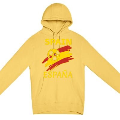 Spain Soccer Ball Flag Premium Pullover Hoodie