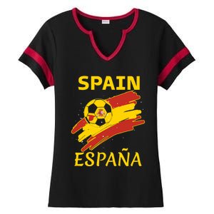 Spain Soccer Ball Flag Ladies Halftime Notch Neck Tee