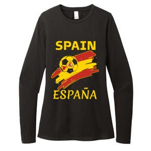 Spain Soccer Ball Flag Womens CVC Long Sleeve Shirt