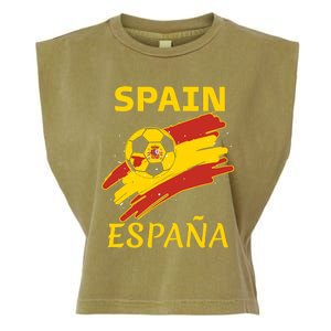 Spain Soccer Ball Flag Garment-Dyed Women's Muscle Tee