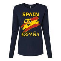 Spain Soccer Ball Flag Womens Cotton Relaxed Long Sleeve T-Shirt