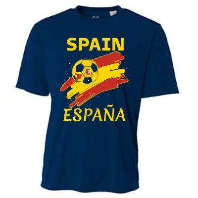 Spain Soccer Ball Flag Cooling Performance Crew T-Shirt