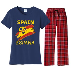 Spain Soccer Ball Flag Women's Flannel Pajama Set