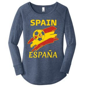 Spain Soccer Ball Flag Women's Perfect Tri Tunic Long Sleeve Shirt