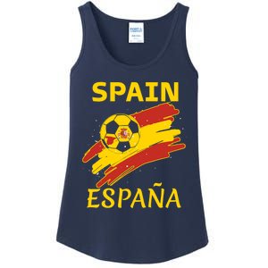 Spain Soccer Ball Flag Ladies Essential Tank