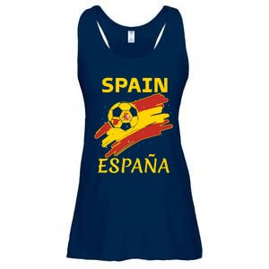 Spain Soccer Ball Flag Ladies Essential Flowy Tank